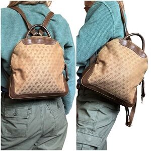 Vintage Dooney & Bourke Brown Pebble Leather Signature Logo Miniature Backpack